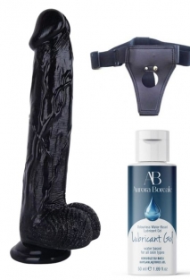 Belden Ba�lamal� Kayganla�t�r�c� Set Noctis 30cm Siyah Dildo No:26